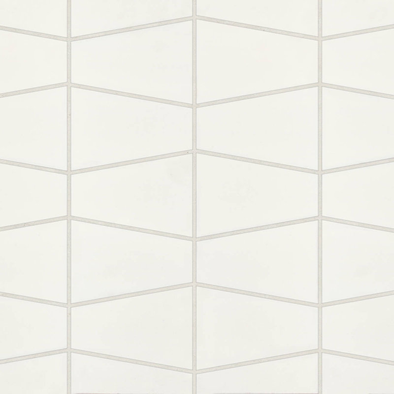 Mosaïque en porcelaine mate trapézoïdale Marin, Blanc perle