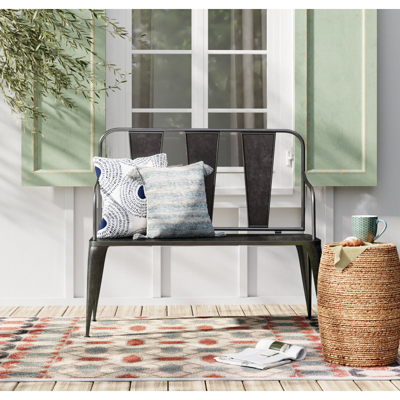 20" Gray and Teal Striped Tassel Throw Pillow