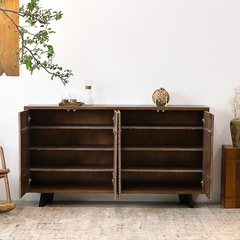 Buffet de rangement vintage en bois massif, H 39,37 po x l 78,74 po x P 14,17 po