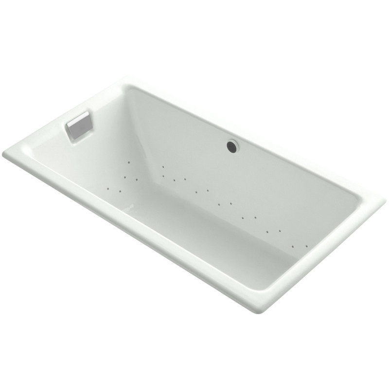 Tea for Two 66" x 36" Drop In Air Bathtub, Almond, Brushed Nickel