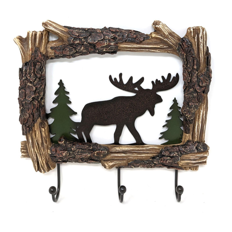 Rustic Moose Coat Rack with Log Accents