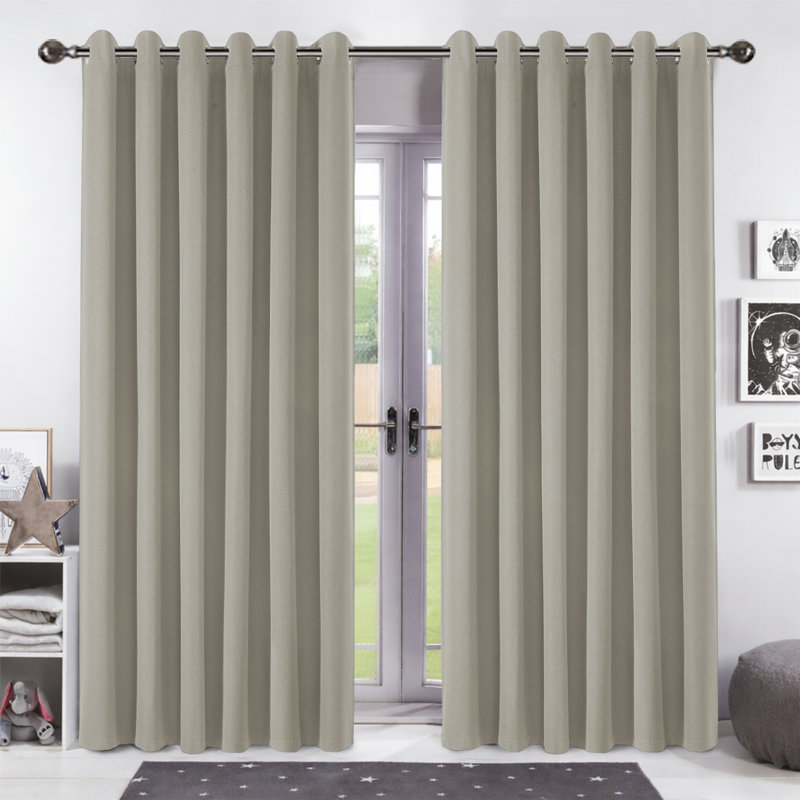 Aspire Homeware Linen 100% Blackout Curtain Pair for Maximum Privacy and Light Control, 168cm Width x 228cm Drop, Mink