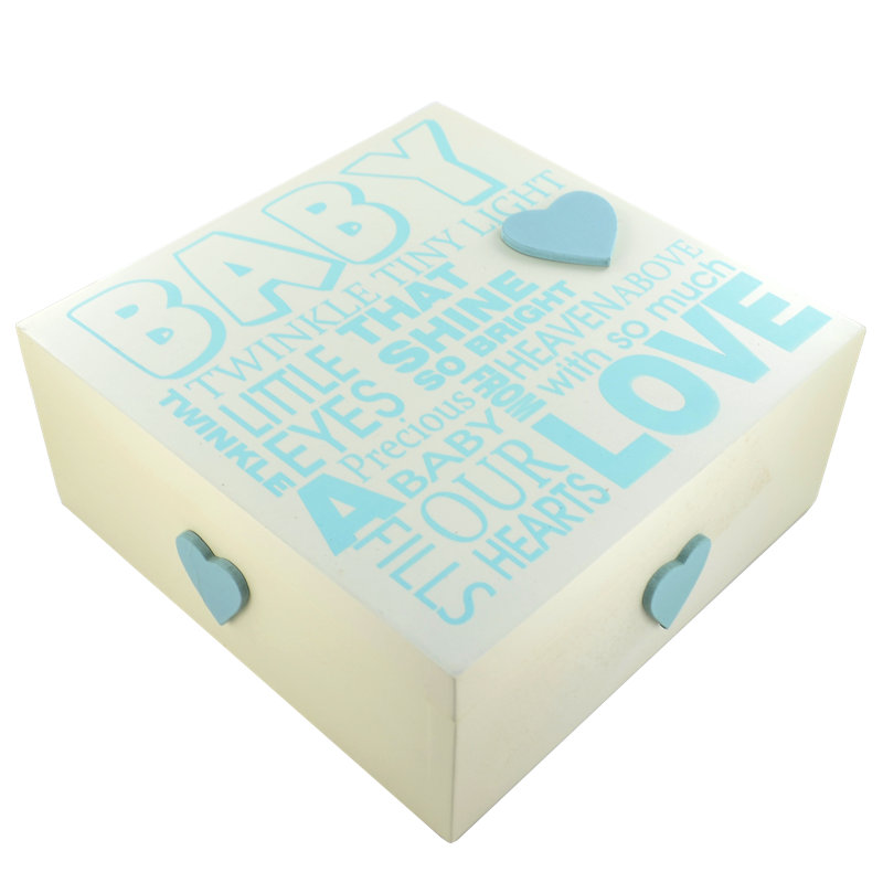 Arnger Handmade Solid Wood Memory Box, Blue
