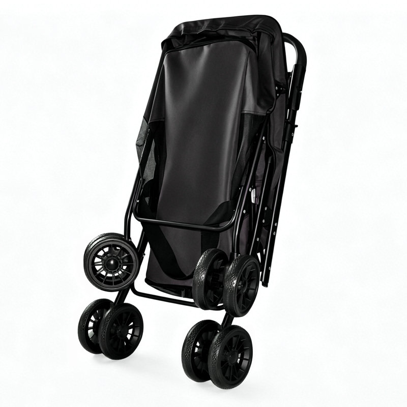Pet Stroller, Foldable 4-Wheel Design, Black
