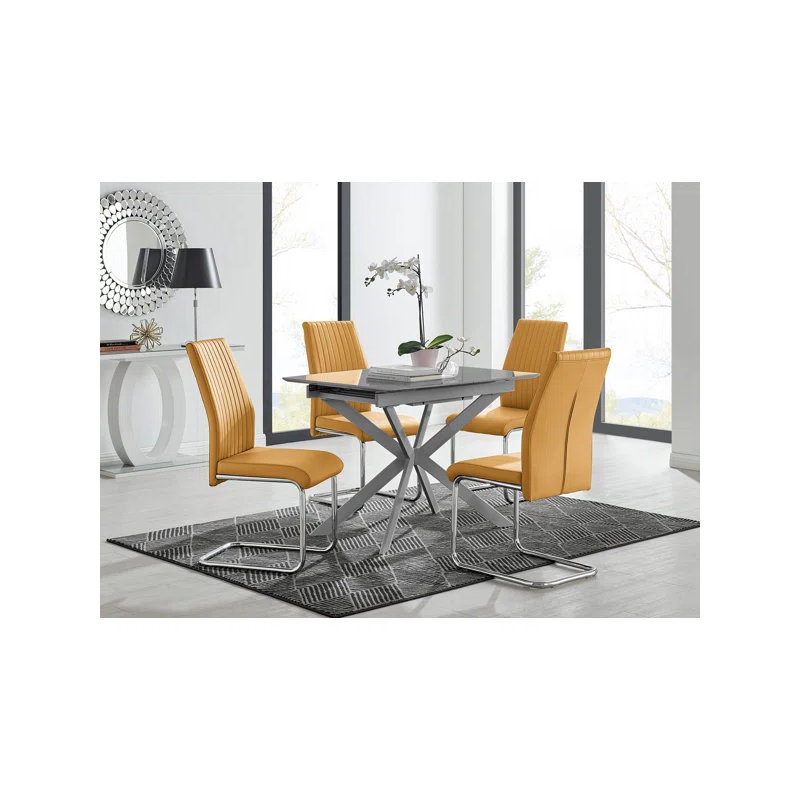 Tierra 4 - Person Dining Set, Mustard, 75H x 100W x 80D