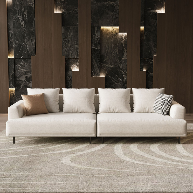 Canapé moderne 109,44 pouces 4 places avec pieds en métal et siège profond pour grand salon beige, 4