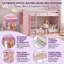 Lit superposé simple à économie d'espace AVELOR avec 4 tiroirs de rangement, garde-robe intégré et bande lumineuse, panneaux perforés personnalisés pour les chambres d'enfants-1374018426