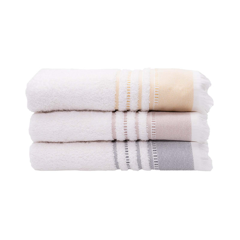 Sanhedrin Midweight Bath Towel, White/Mustard