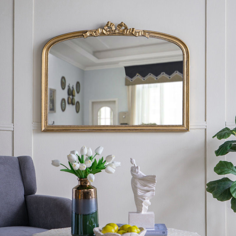 40.2" X 29.9" Baroque Style Gold Arch Mirror, 29.93" x 40.23"