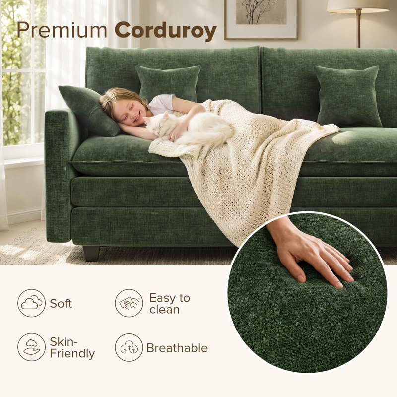 Canapé modulaire 108 po avec 2 repose-pieds amovibles, canapé rembourré en U confortable avec revêtement en U, housse amovible avec coussins décoratifs, combinaison libre, canapé 5 places