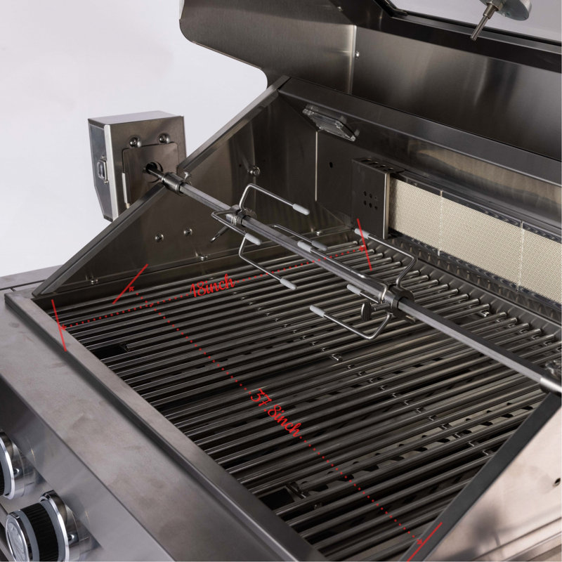 Barbecue au gaz en acier inoxydable robuste à 6 brûleurs