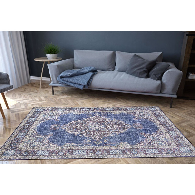 Luxurious Machine Washable Area Rug, 4.9 x 7.5 Feet, 100% Polyester, 1850 g/m², Pile Height: 0.2 inches | Eco-Friendly Recycled Poly Cotton Backing | Perfect for Living Room & Bedroom, Soft and Durable Design