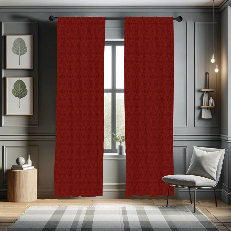 Rideaux à géométrie abstraite Ebern Designs, ovales entrelacés, L 28 po x L 63 po
