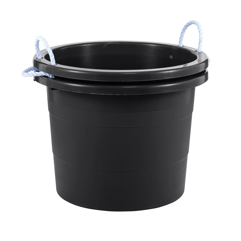  Ensemble de 2 bacs à poignée en corde de 19 gallons, seau de rangement en plastique, noir