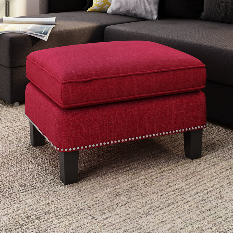 Damira Upholstered Ottoman, Red