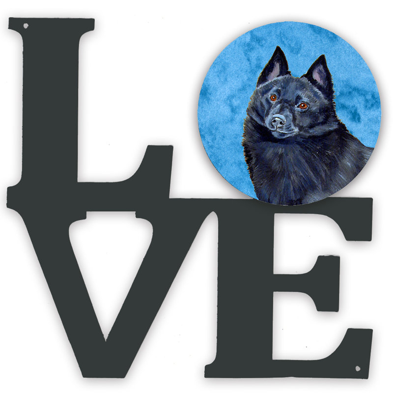 Décoration murale en métal Love, Bleu, Schipperke