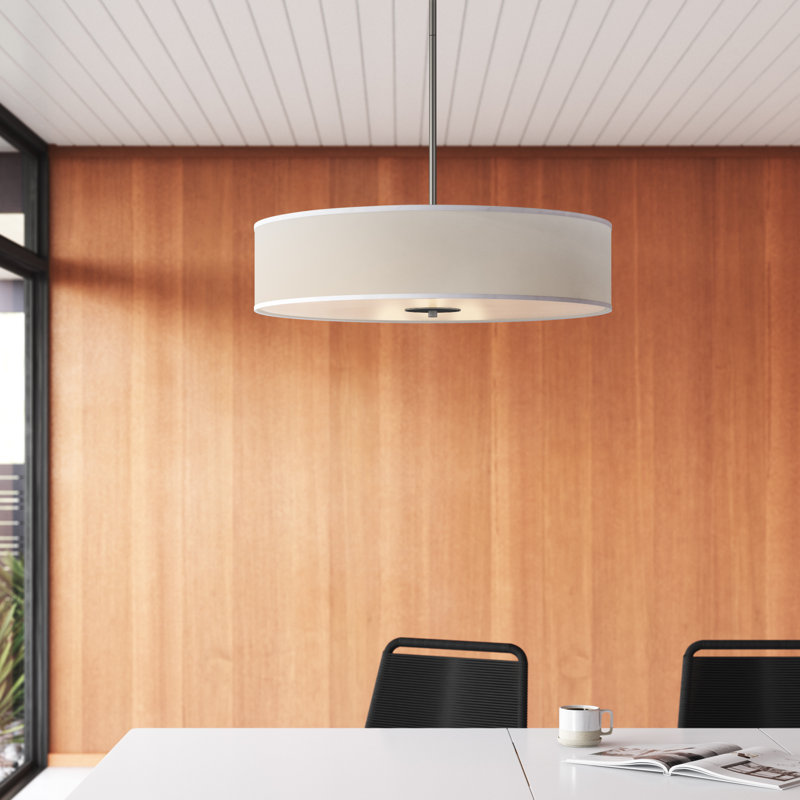 Lustre à abat-jours cylindrique à trois lumières, Bronze vieilli