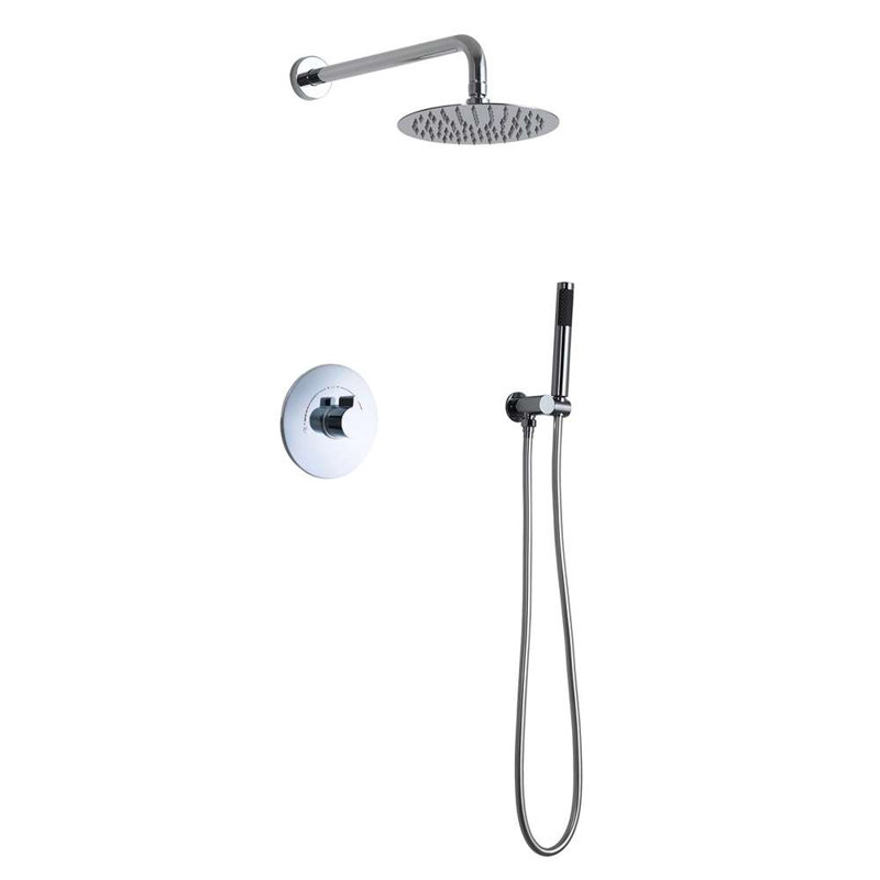 2-Way Shower Set with Diverter Valve and Round Wall-Mount Showerhead