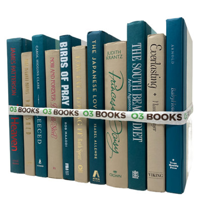 Livres décoratifs rustiques et chics brun clair et bleu sarcelle