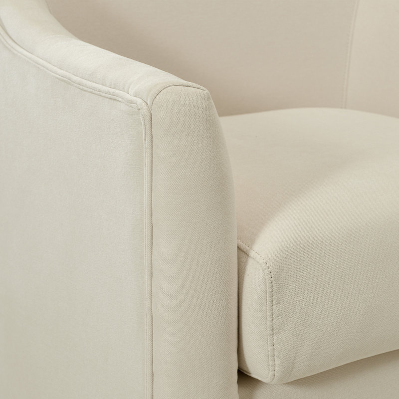 30" Wide Upholstered Swivel Nursery Glider Armchair, Beige