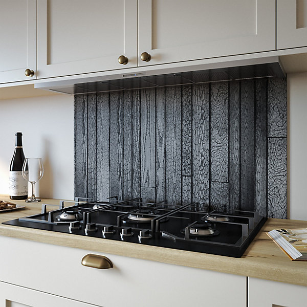 Shou Sugi Ban Aluminium Kitchen Splashback, 80 cm x 90 cm , Grey