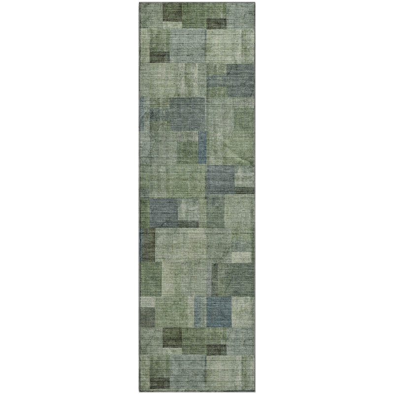 Premium Machine Washable Cerrito Green Rug, Runner 2'3" x 7'6"