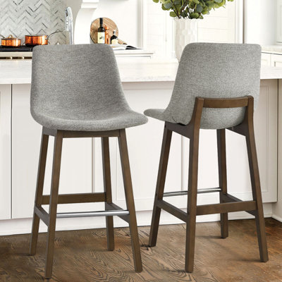Tabouret de bar de cuisine en bois massif à dossier bas 28 po