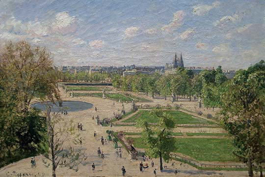 Impression de jardin des tuileries au printemps par camille pissarro, H 24 po x l 36 po x P 1,5 po