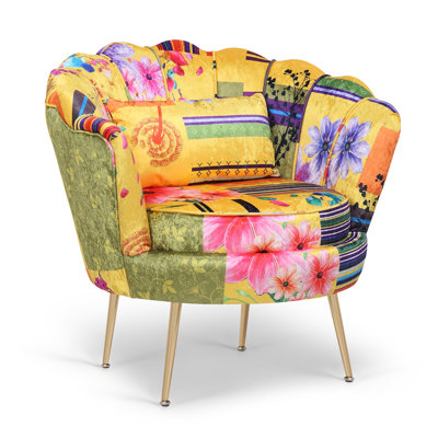 Angelicamaria Scalloped Multicoloured Patchwork Tub Chair