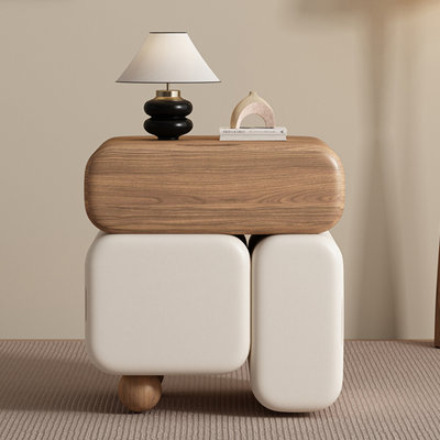 Modern Solid Wood;leatherette End Table by Orren Ellis