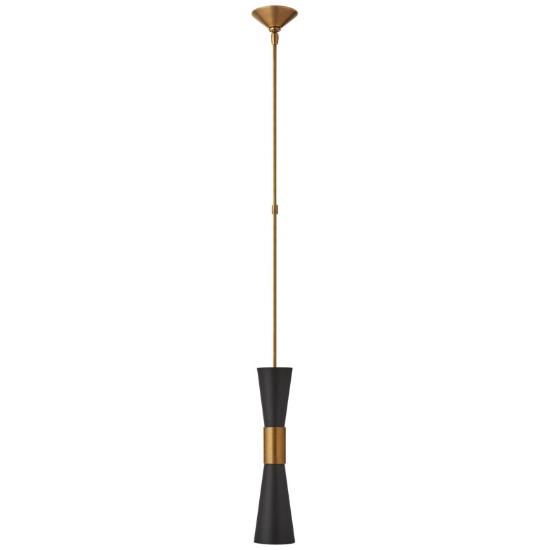 AERIN Clarkson Medium Narrow Pendant, Polished Nickel, Black