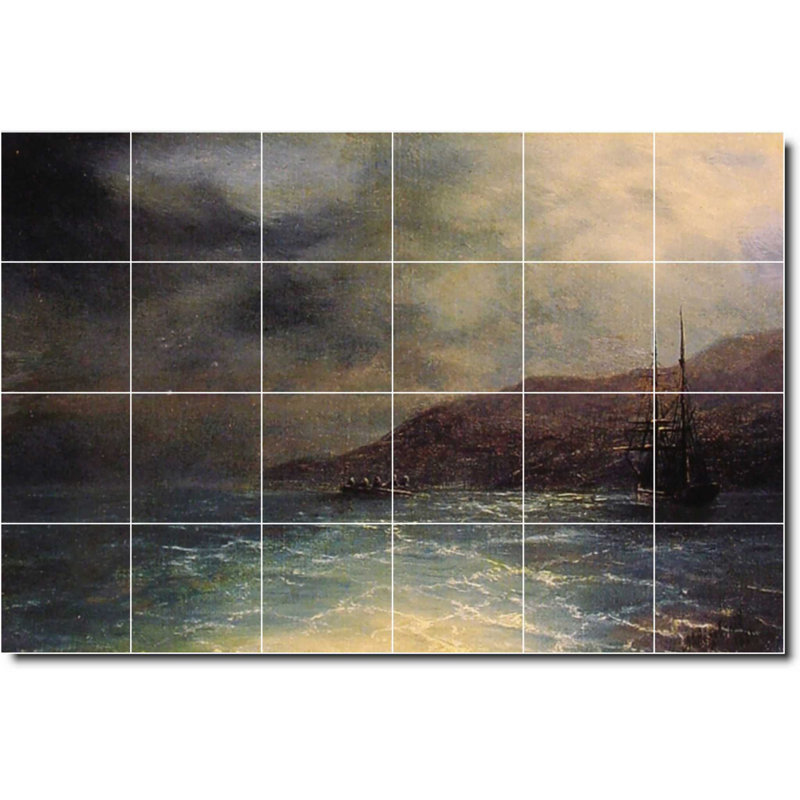 Carreau de céramique décorative 36 po x 24 po 6 po x 6 po, Bord de l'eau 035