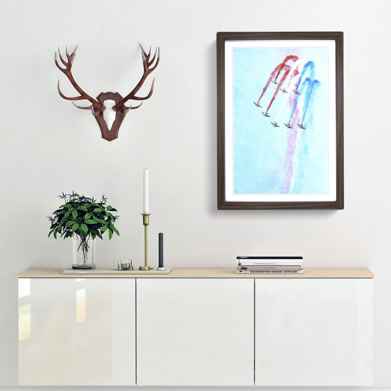 Planes in Formation - Framed Print, 33cm H x 24cm W x 2cm D, Walnut Framed