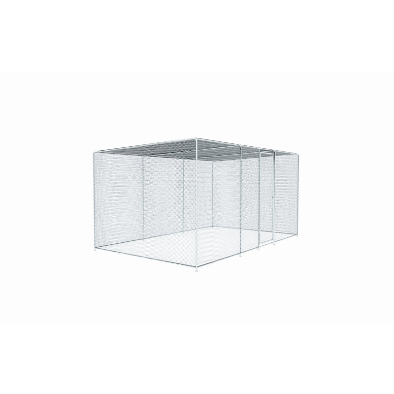 Enclos galvanisé 13 x 8 x 6,5 pi pour cour, filet, porte verrouillable, protection prolongée et imperméable, acier galvanisé