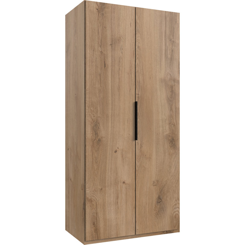 Guardino 2 Door Wardrobe, 236cm H x 100cm W x 58cm D, Plank Oak