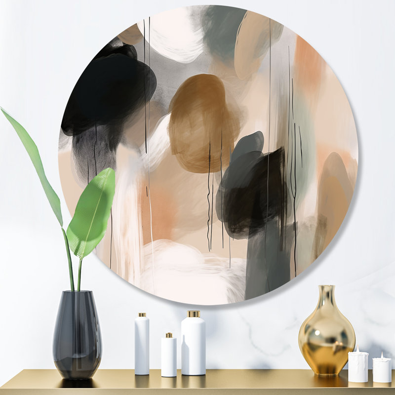 Peinture de formes abstraites III - peinture abstraite ronde, art mural en métal, H 23 po x l 23 po x P 1 po