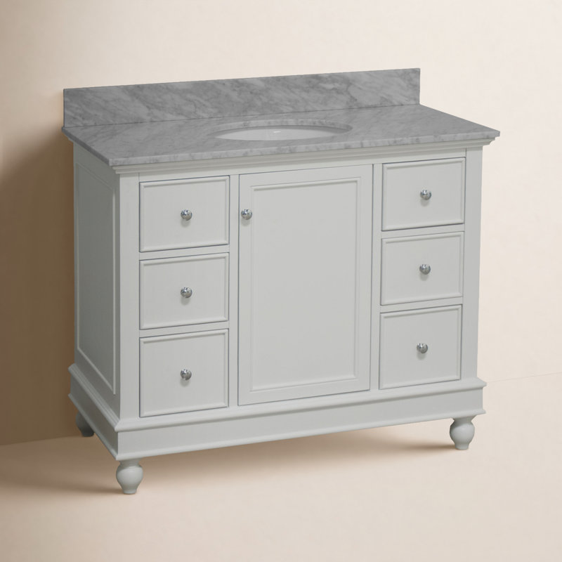 Ensemble de meuble-lavabo simple 42 po Ferdinand, Blanc, Marbre de Carrare