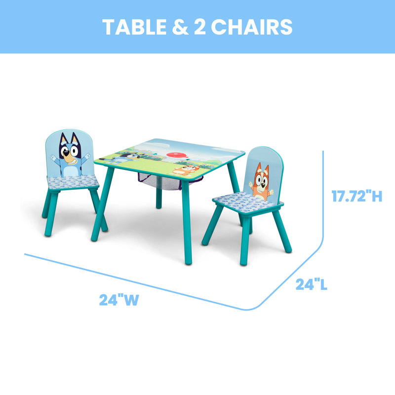 Bluey Kids Table And Chair Set With Storage (2 Chairs Included) Delta Children - Greenguard Gold Certified