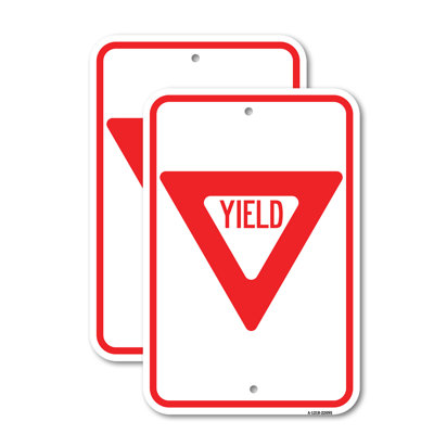 (2 Pack) Yield 12" X 18" Heavy-Gauge Aluminum Sign