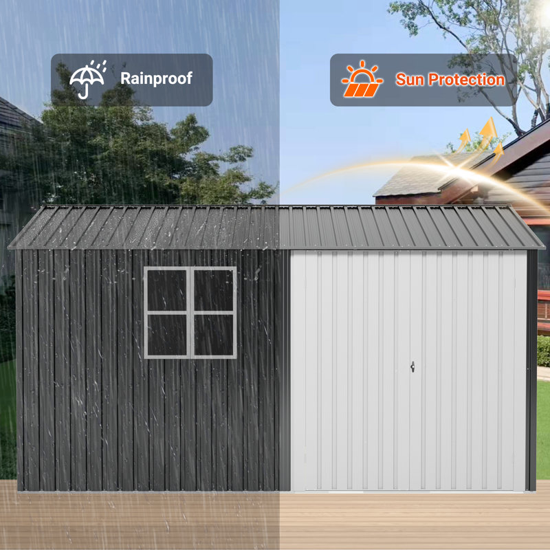 12 ft. W x 10 ft. D Outdoor Metal Storage Shed with Windows, Reinforced Steel Frame and Lockable Doors