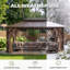 Pavillon de jardin rigide avec toit double en polycarbonate - Pavillon en métal robuste avec filet et rideaux, brun-135721590