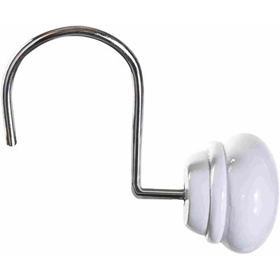 White Shower Curtain Hooks - Set Of 12 Smooth Gliding Shower Curtain Rings For Bathroom Shower Rod - Decorative White Bathroom Decor Accessories Set