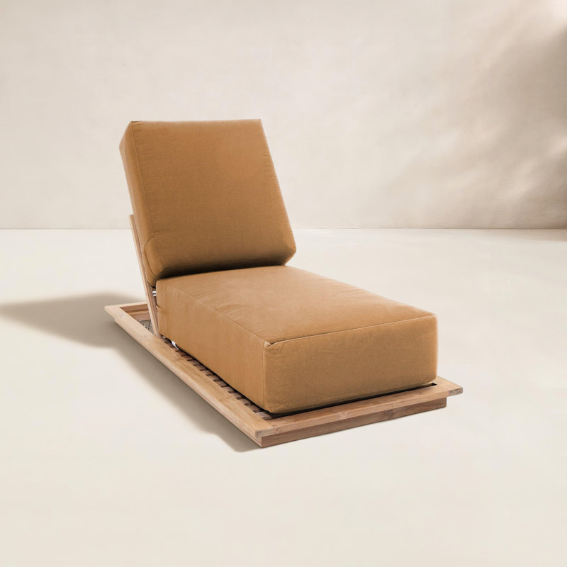 Hermosa Outdoor Teak Chaise Lounge, Camel