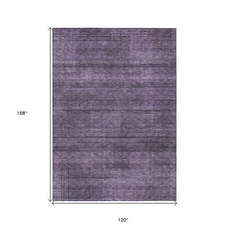 Tapis extérieur lavable rayé mauve et gris 10 pi x 14 pi