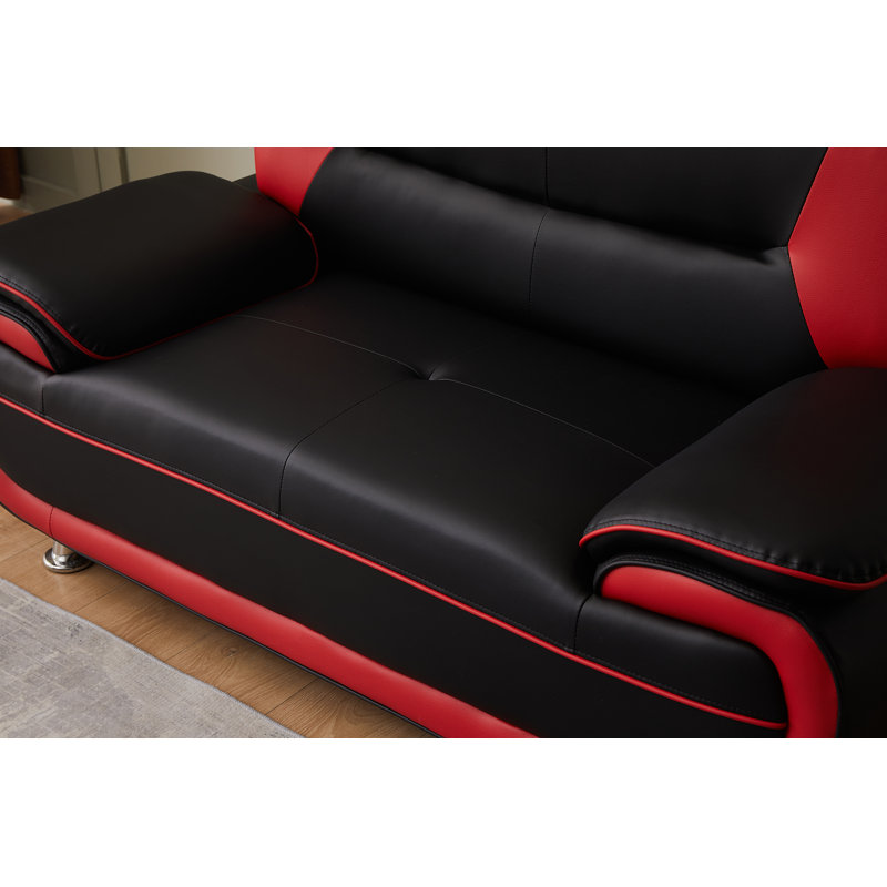 Causeuse Ehan, Similicuir rouge / noir