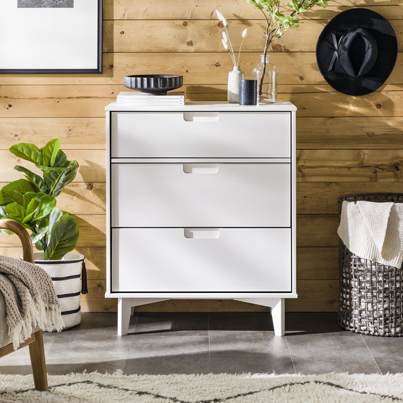 Tennyson 3 Drawer 76Cm W Solid Wood Chest Of Drawers, White