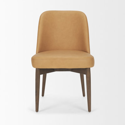 Bacco Slope Curved Back Tan Leather Dining Side Chair