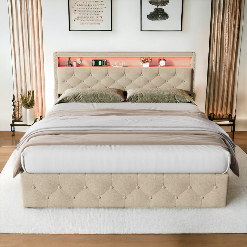 Caytlyn Upholstered UK Double - DE 135 X 190 Cm Storage Bed