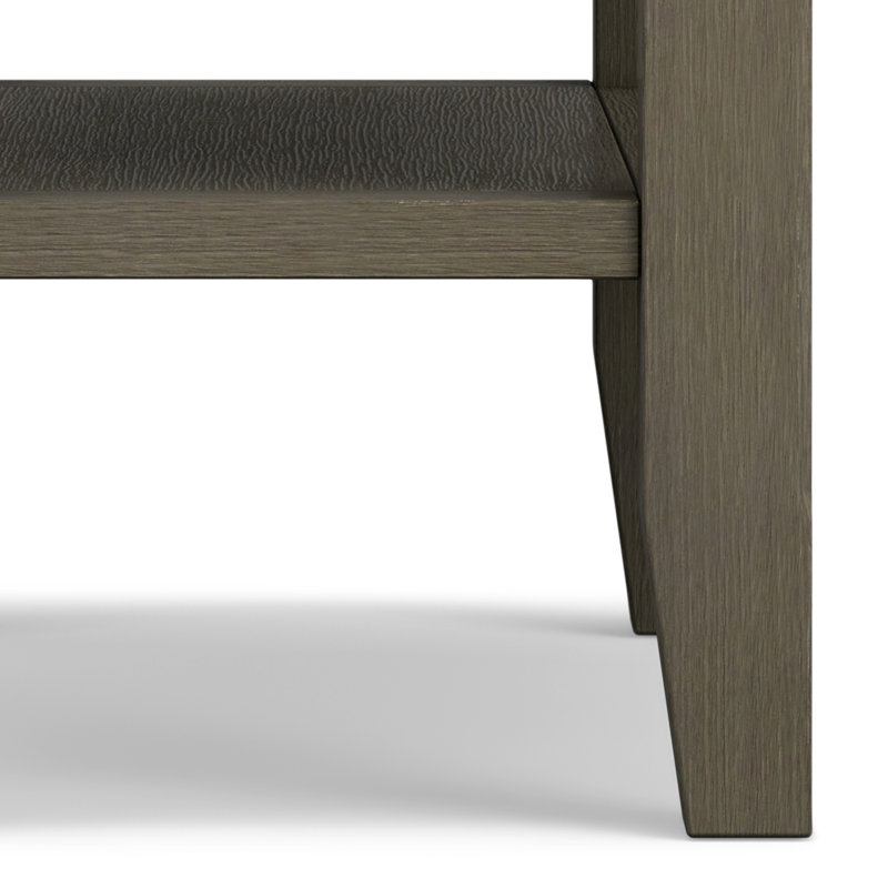 Farmhouse Gray Solid Wood Narrow Side Table with Shelves