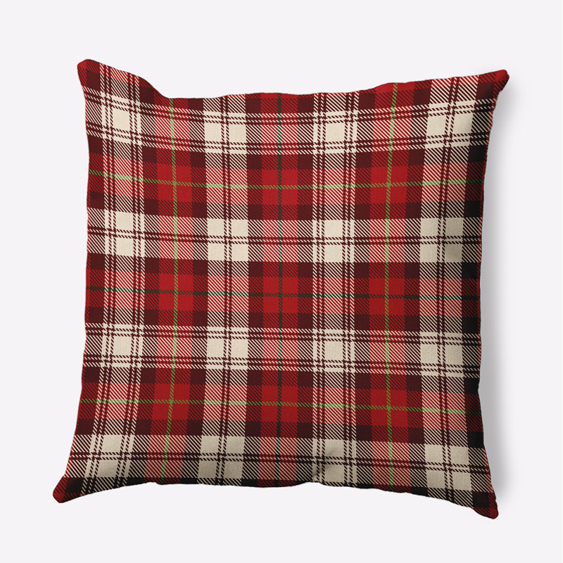 Plaid Down Outdoor Throw Pillow, 20" H x 20" W, Bold Red, Yes